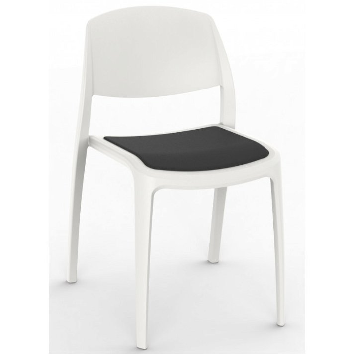 Set di sedie bianche realizzate in polipropilene e tappezzeria colore nero Smart Resol