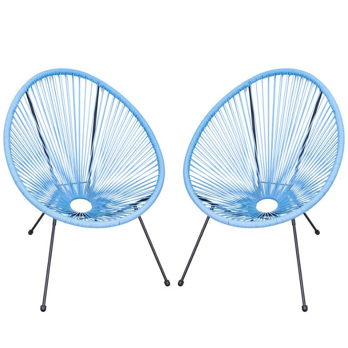 Conjunto de duas cadeiras acapulco de rattan azul Outsunny