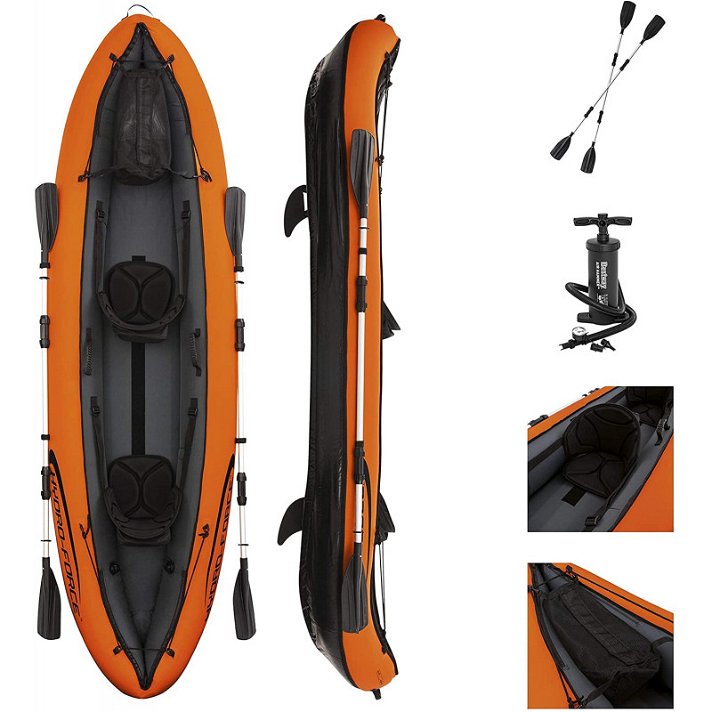 Flotador kayak rígido con asientos remos y bomba 330x86 cm Bestway