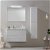 Mobile sospeso da bagno con lavabo integrato in ceramica Bianco lucido 90 cm Alfa Royo