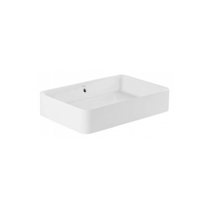 Lavabo rectangular de 60x35 cm de porcelana con un acabado en color blanco Sanlife Unisan