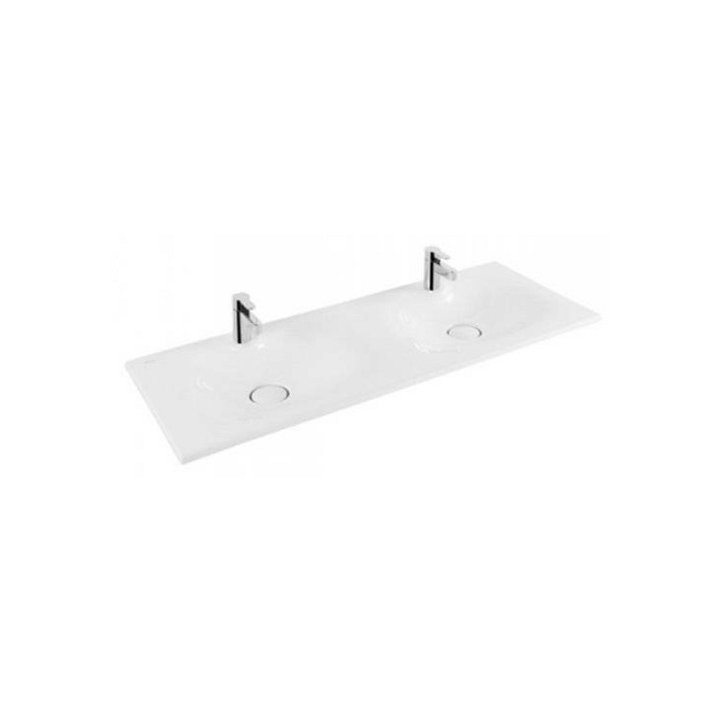 Lavabo rectangular doble acabado de color blanco 122,7x46,5x13 cm CLEAN 123 Unisan