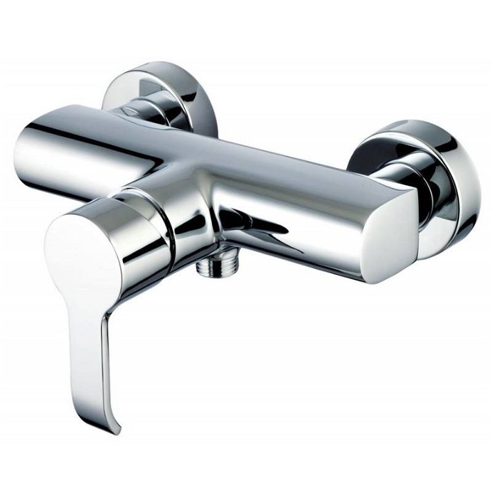 Grifo monomando para ducha fabricado en latón cromado con un diseño moderno Caiman Xtreme Clever