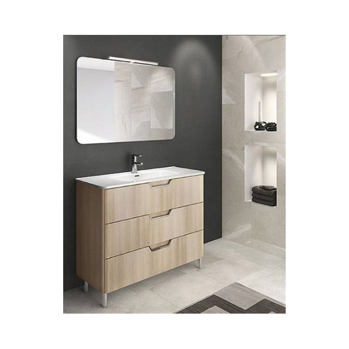 Meuble de salle de bains 3 tiroirs avec plan vasque en céramique 100 cm Life Royo