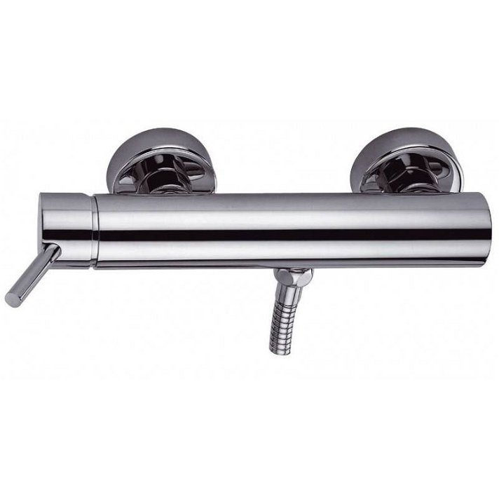 Grifo de diseño monomando para ducha fabricado en latón con un acabado cromado Caiman Clever