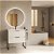 Mueble para baño con lavabo integrado de 80 cm de ancho fabricado en tablero en un acabado blanco brillo Keiko Amizuva