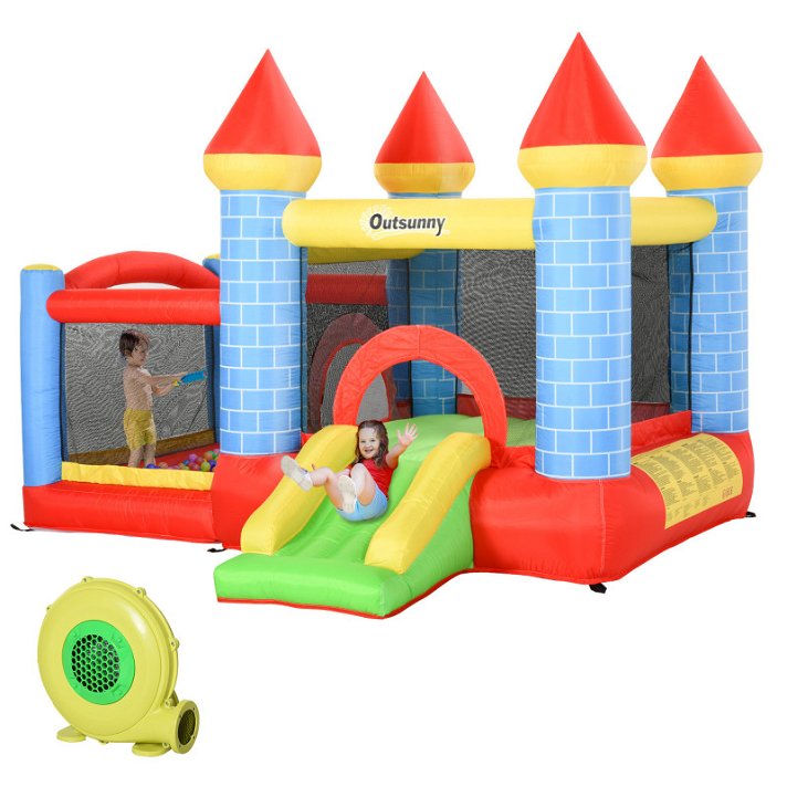 Castelo insuflável para crianças com escorrega multicolorido HomCom