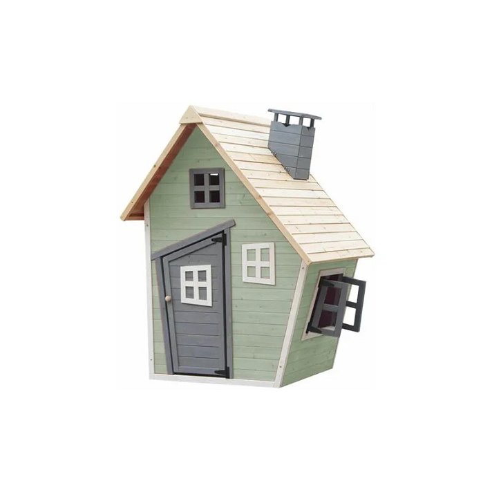 Casetta per bambini in legno con tetto a capanna Fantasy di colore Verde Outdoor Toys