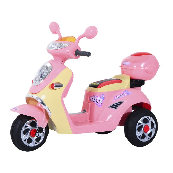 Moto eléctrica para niños de juguete rosa HomCom