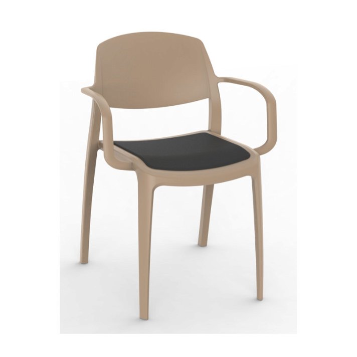 Set di sedie con braccioli realizzate in polipropilene sabbia e tappezzeria colore nero Smart Resol