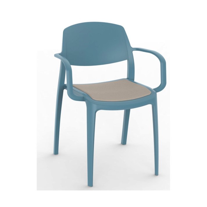 Set di sedie con braccioli realizzate in polipropilene azzurro e tappezzeria lino Smart Resol