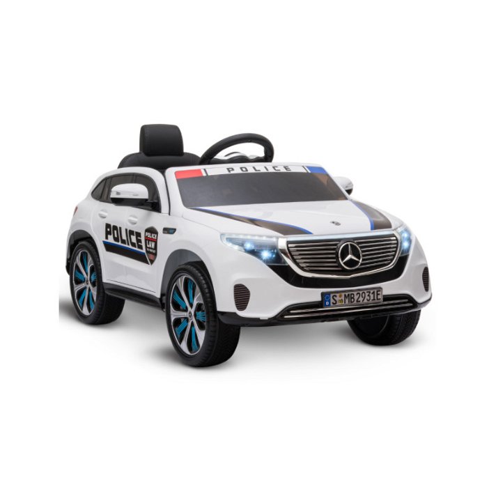 Coche eléctrico para niños blanco policía Mercedes Benz EQC 400 HomCom