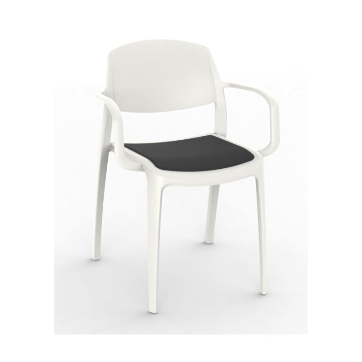 Set di sedie con braccioli realizzate in polipropilene bianco e tappezzeria nera Smart Resol