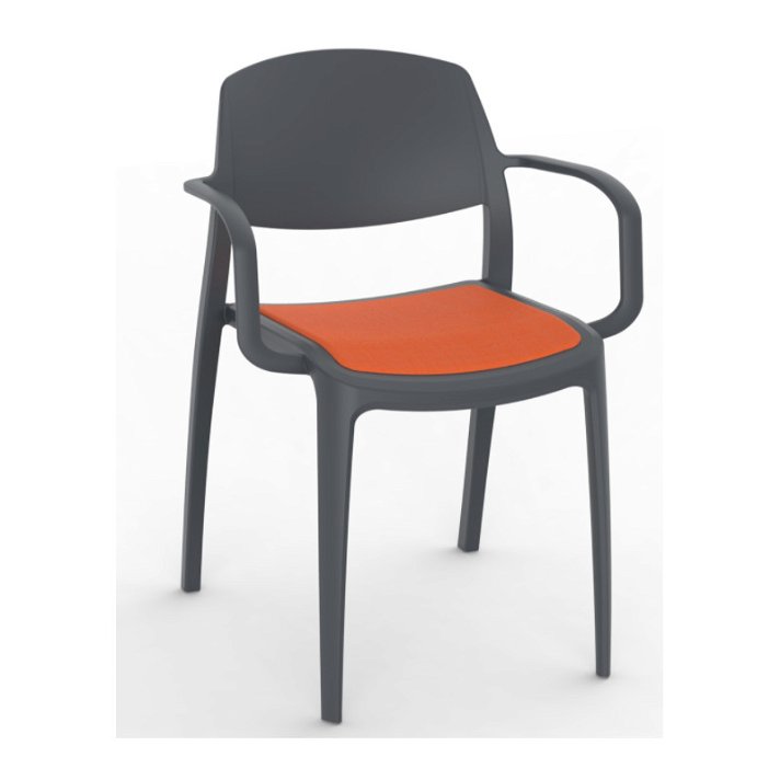 Set di sedie con braccioli realizzate in fibra di vetro grigio e tappezzeria colore zucca Smart Resol