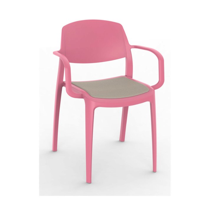 Set di sedie con braccioli realizzate in polipropilene terracotta e tappezzeria lino Smart Resol