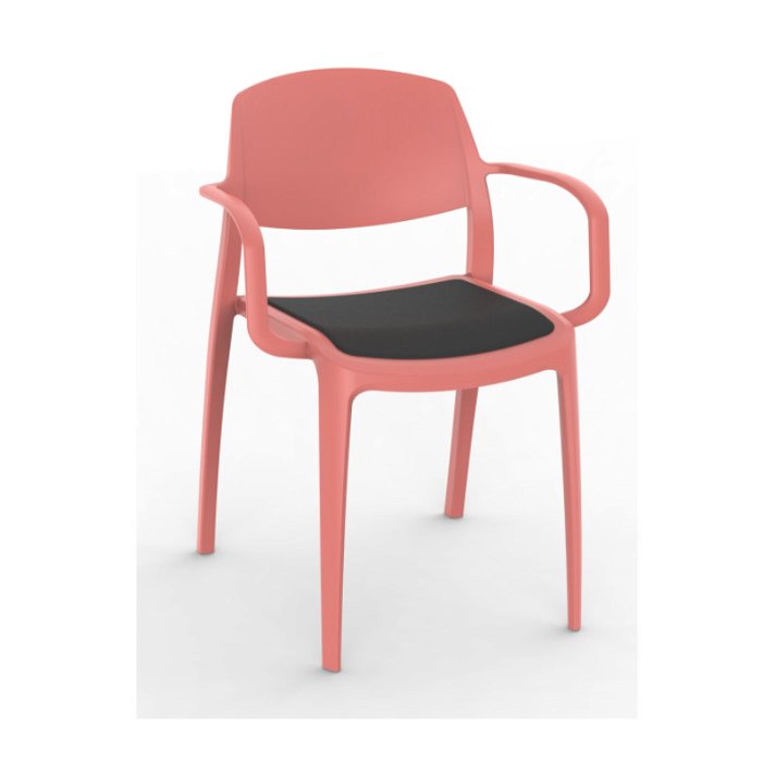 Set di sedie con braccioli realizzate in polipropilene terracotta e tappezzeria nera Smart Resol