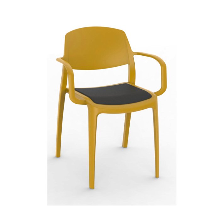 Set di sedie con braccioli realizzate in polipropilene toscano e tappezzeria nera Smart Resol