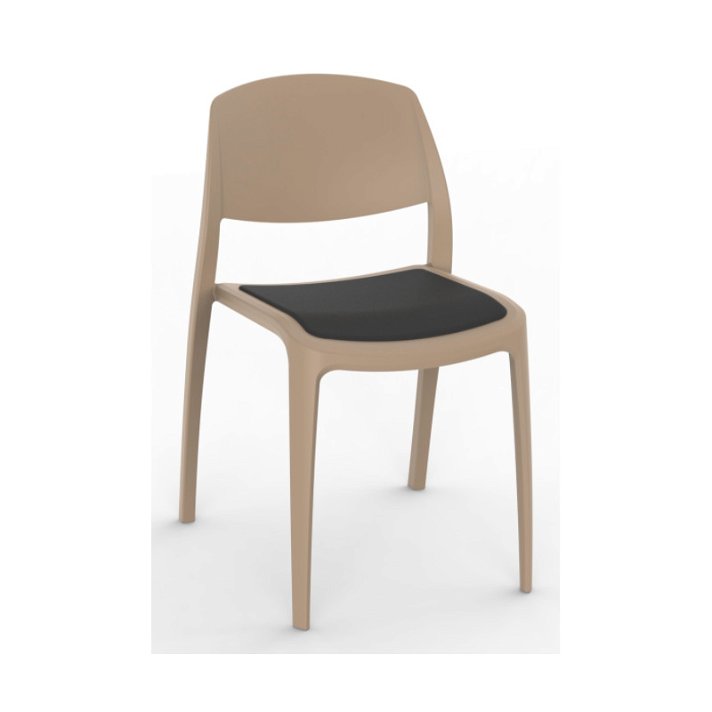 Set di sedie realizzate in polipropilene colore sabbia e tappezzeria nera Smart Resol
