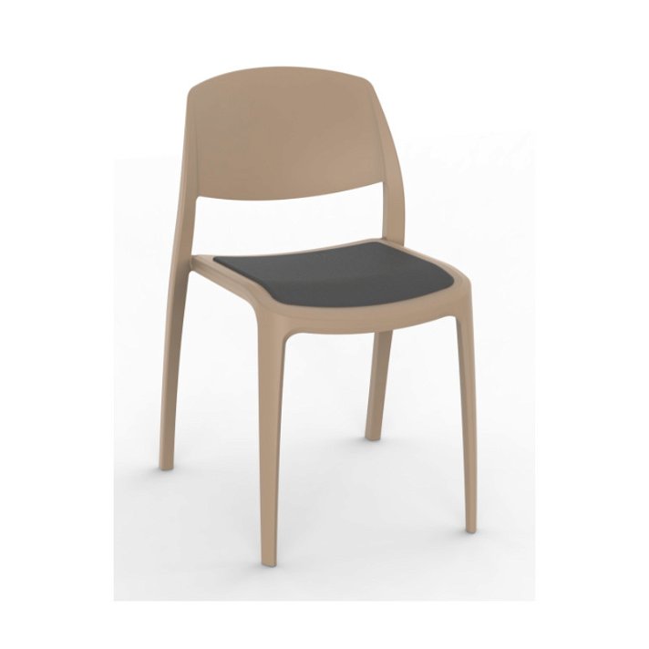 Set di sedie realizzate in polipropilene colore sabbia e tappezzeria talpa Smart Resol
