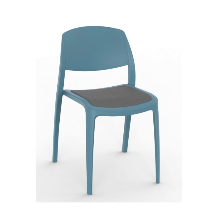 Set di sedie realizzate in polipropilene colore blu retrò e tappezzeria carbone Smart Resol