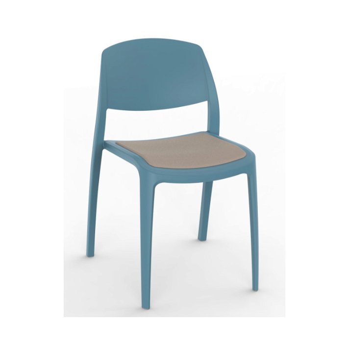 Set di sedie realizzate in polipropilene colore blu retrò e tappezzeria lino Smart Resol