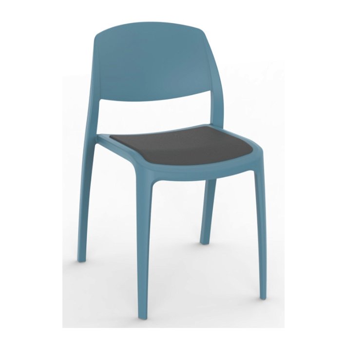 Set di sedie realizzate in polipropilene colore blu retrò e tappezzeria talpa Smart Resol