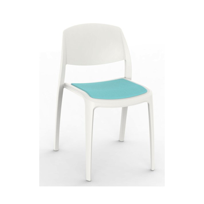 Set di sedie realizzate in polipropilene colore bianco e tappezzeria blu minerale Smart Resol