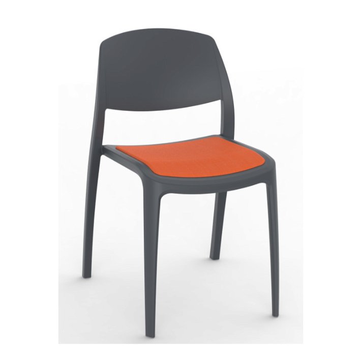 Set di sedie realizzate in polipropilene grigio scuro e tappezzeria zucca Smart Resol