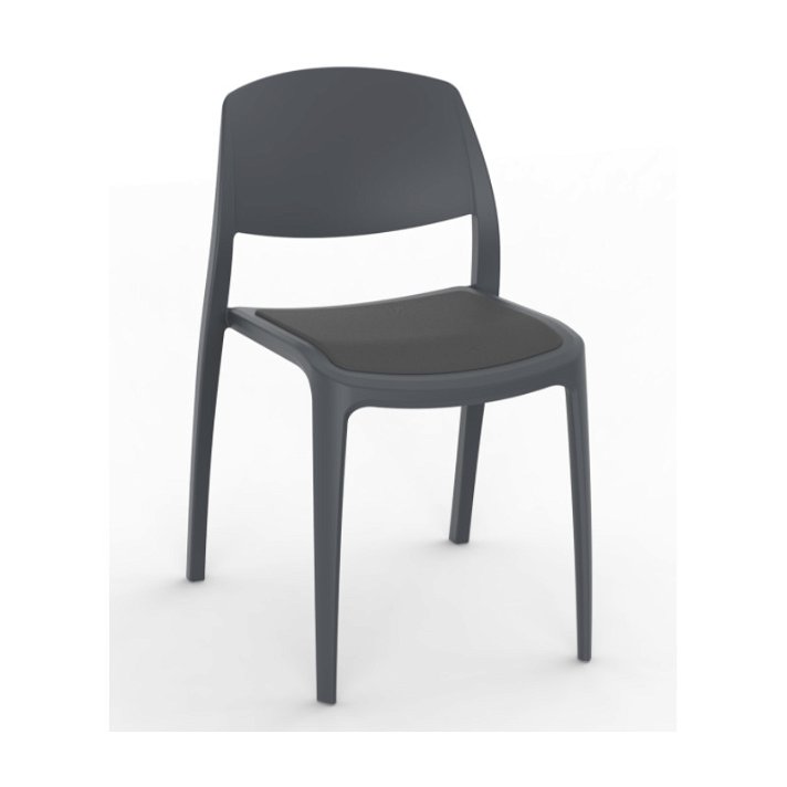 Set di sedie realizzate in polipropilene grigio scuro e tappezzeria talpa Smart Resol
