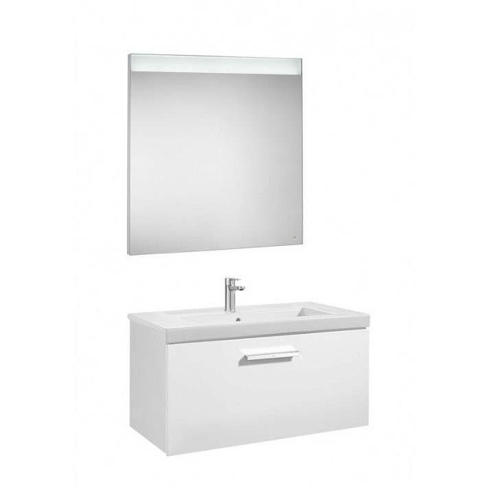 Ensemble de salle de bains pour installation suspendue de 80 cm blanc brillant Prisma Roca