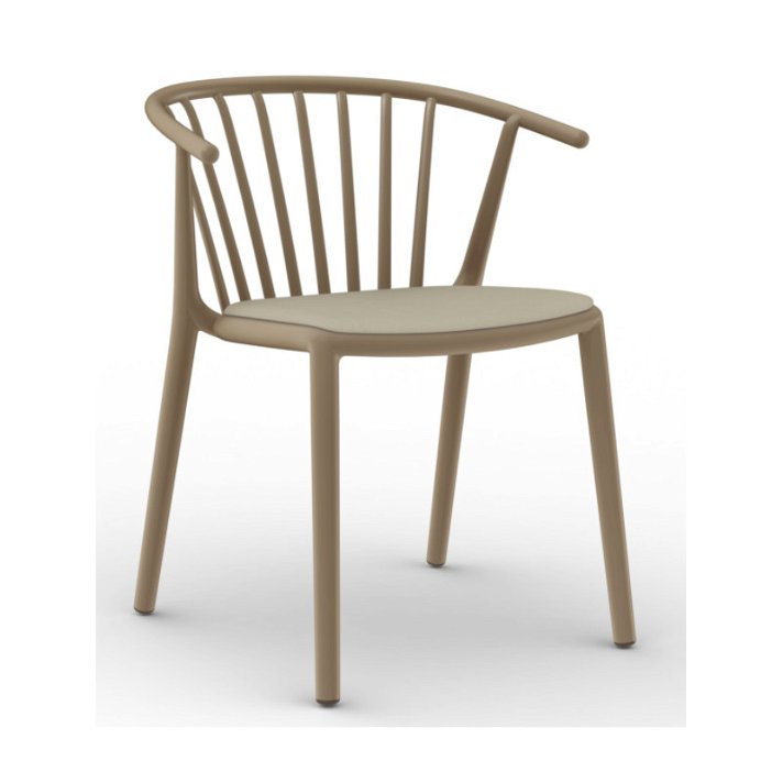 Set di sedie vintage con braccioli di colore sabbia e tappezzeria lino Woody Resol