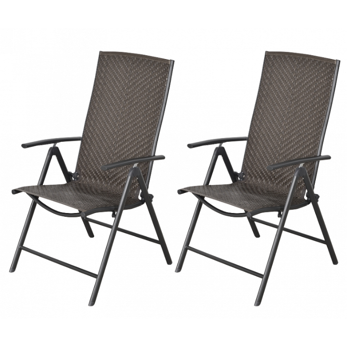 Conjunto de 2 cadeiras dobráveis cinzento Outsunny