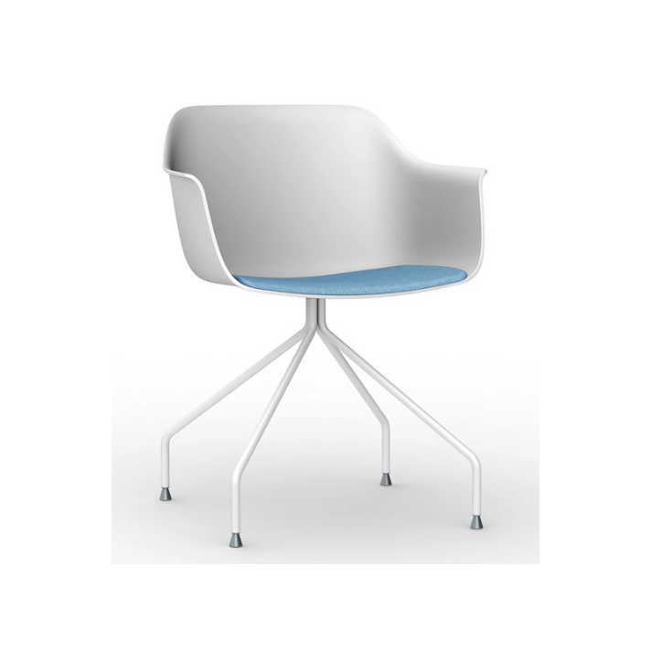 Set di sedie con gambe a ragno bianco tappezzato blu Shape Resol
