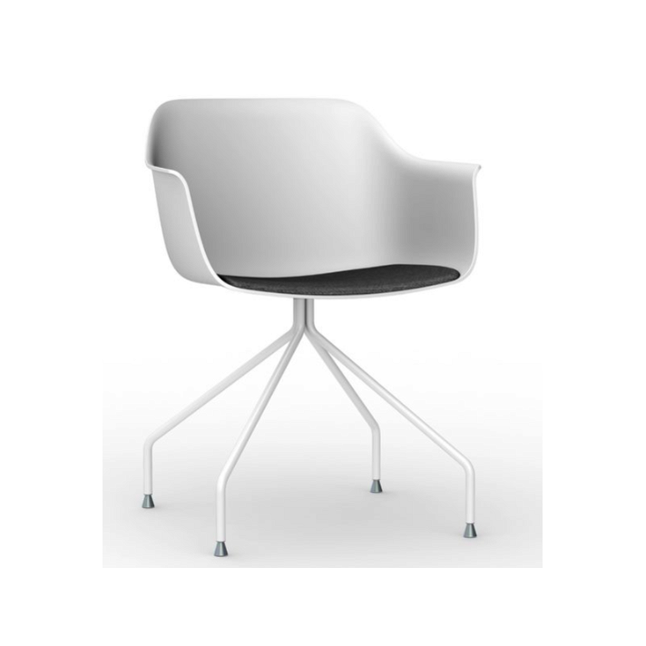 Set di sedie con gambe a ragno in acciaio finitura bianca e tappezzeria colore carbone Shape Resol