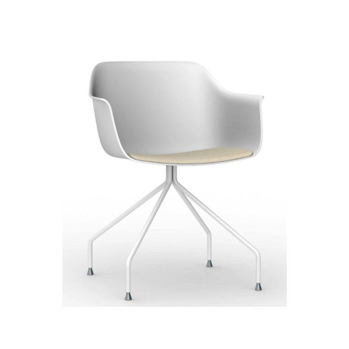Set di sedie con gambe a ragno in acciaio finitura bianca e tappezzeria di colore lino Shape Resol