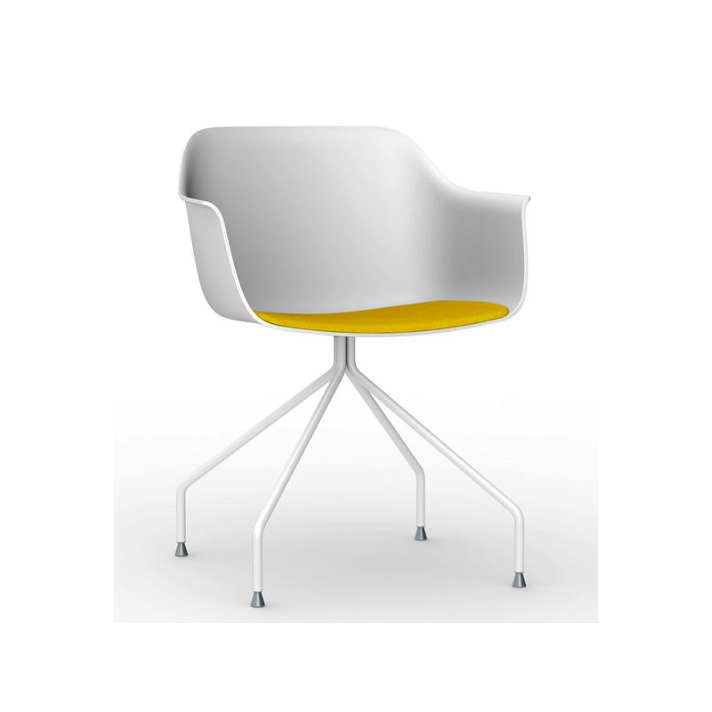Set di sedie con gambe a ragno in acciaio finitura bianca e tappezzeria di colore mimosa Shape Resol