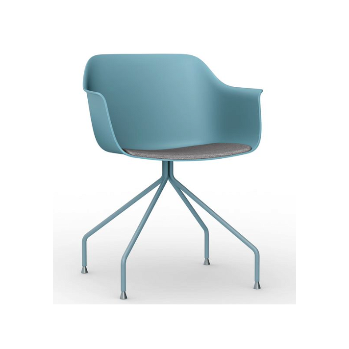 Lot de chaises avec pieds de type araignée en acier finition bleu rétro et tissu de couleur taupe Shape Resol