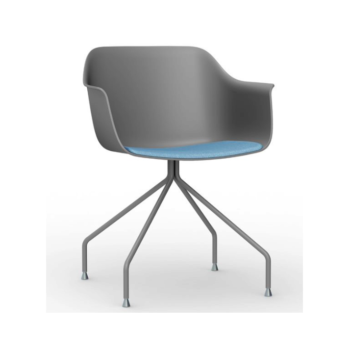 Lot de chaises avec pieds de type araignée finition gris foncé et tissu de couleur bleu minéral Shape Resol
