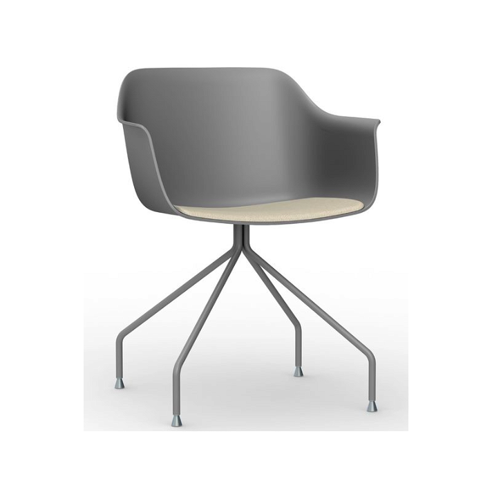 Set di sedie con gambe a ragno in acciaio finitura grigio scuro e tappezzeria di colore lino Shape Resol