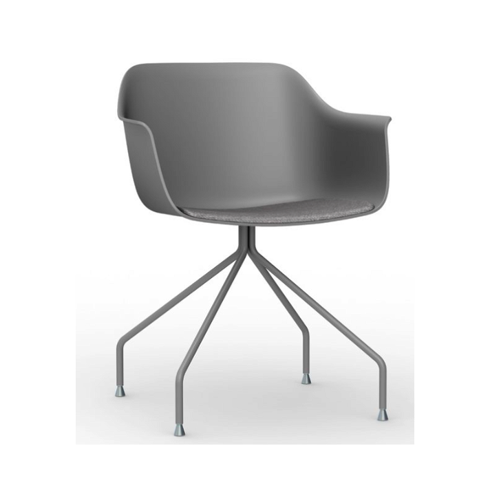 Set di sedie con gambe a ragno in acciaio finitura grigio scuro e tappezzeria di colore talpa Shape Resol