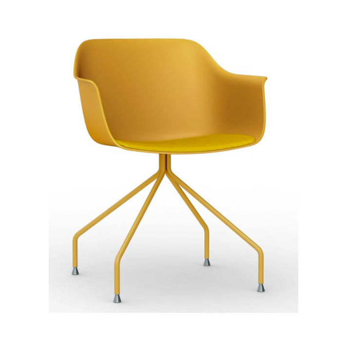 Set di sedie con gambe a ragno in acciaio finitura toscano e tappezzeria di colore mimosa Shape Resol