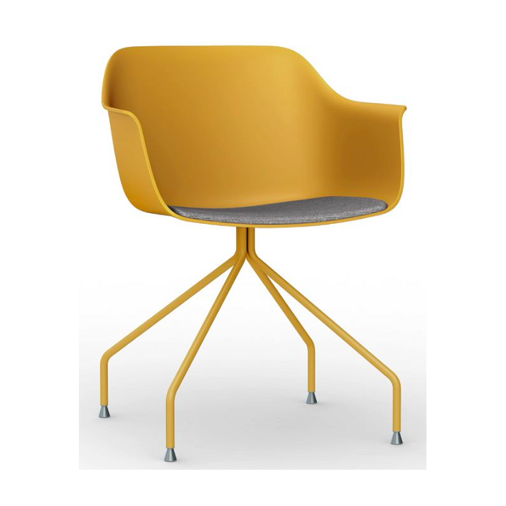 Set di sedie con gambe a ragno in acciaio finitura toscano e tappezzeria di colore talpa Shape Resol