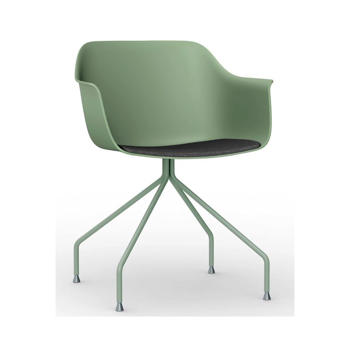 Set di sedie con gambe a ragno in acciaio finitura grigio verde e tappezzeria di colore carbone Shape Resol