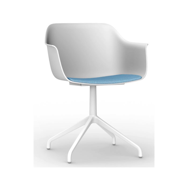 Lot de 2 chaises pivotantes avec pieds araignée en polypropylène de couleur blanche avec tissu bleu Shape Resol