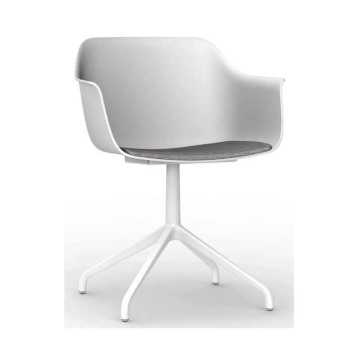 Set di 2 sedie girevoli con gambe a ragno realizzate in polipropilene colore bianco e tappezzeria talpa Shape Resol