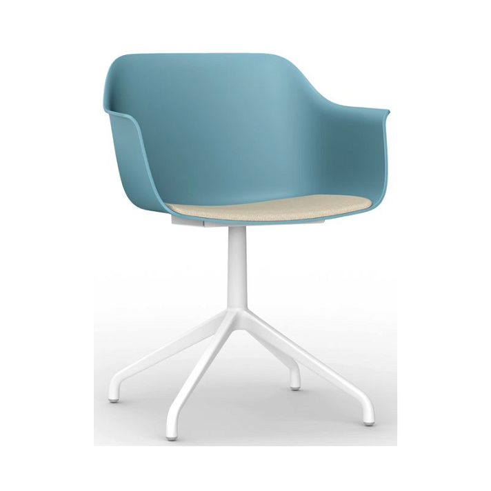 Set di 2 sedie girevoli con gambe a ragno realizzate in polipropilene colore azzurro e tappezzeria lino Shape Resol