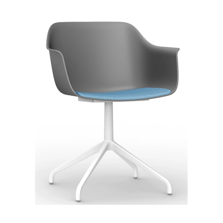Set di 2 sedie girevoli con gambe a ragno realizzate in polipropilene grigio e tappezzeria azzurra blu Shape Resol