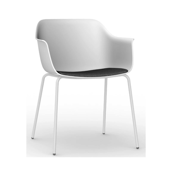 Set di 2 sedie con gambe in acciaio e monoscocca in polipropilene colore bianco e tappezzeria carbone Shape Resol