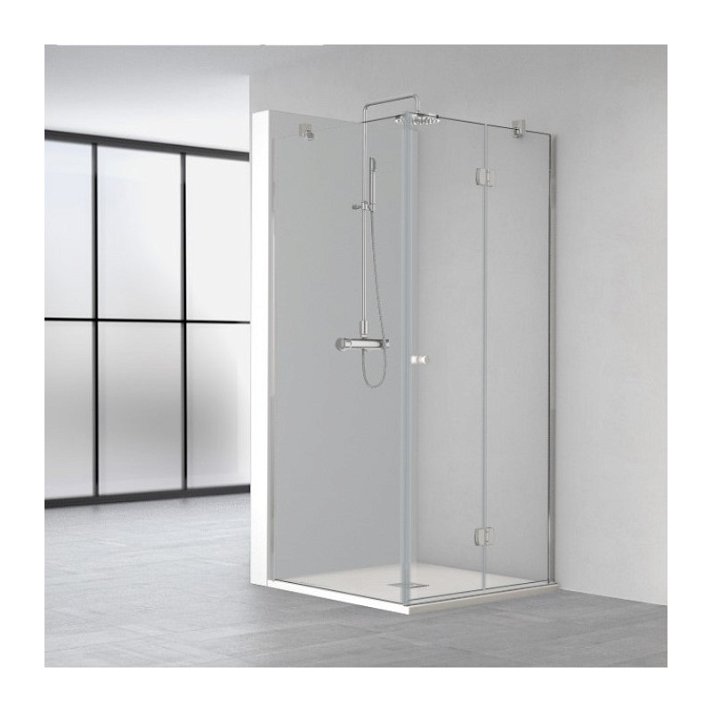 Mampara de ducha angular a medida con una puerta abatible y 2 fijos Chloe 216 Profiltek