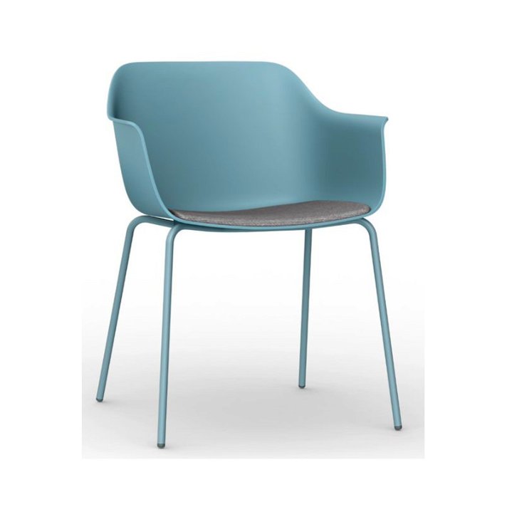 Set di 2 sedie con gambe in acciaio e monoscocca in polipropilene colore blu retrò e tappezzeria talpa Shape Resol